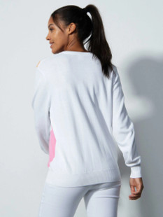 Daily Sports Orange/Pink Pullover V-Neck Sweater