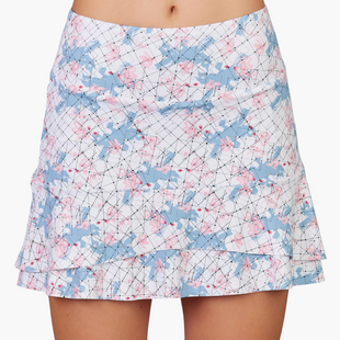 Denise Cronwall Grids Tiered Skort - Floral