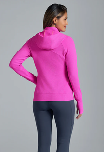 IBKUL Popcorn Stitch Zip Jacket with Hood