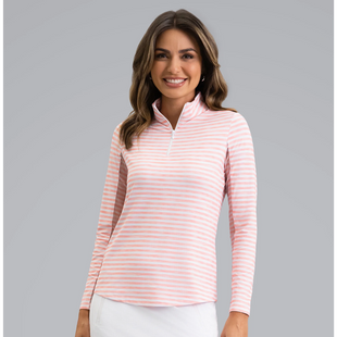 IBKUL Landon Stripe II Long Sleeve Quarter Zip Mock