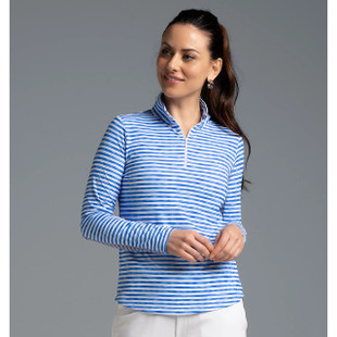 IBKUL Landon Stripe II Long Sleeve Quarter Zip Mock