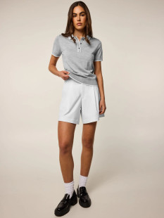 Greyson Bardot Grey Heather Short Sleeve Sweater Polo