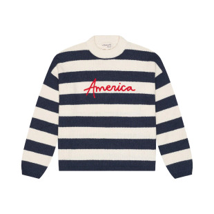 Ellsworth+Ivey Sadie America Stripes Crewneck Sweater