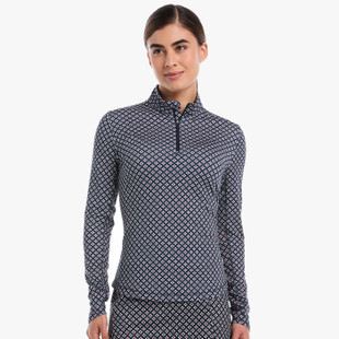 Womens Mini Geo Print Long Sleeve Golf Shirt