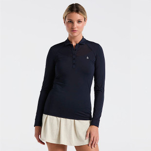 Original Penguin Women's Mesh Yoke Long Sleeve Polo