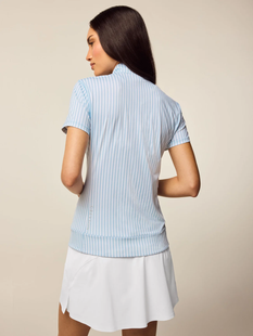 Greyson Windsor Stripe Halley Short Sleeve Quarter-Zip