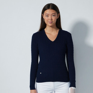 Daily Sports Madelene Cable Knit V-Neck Sweater Daily Sports Madelene Cable Knit V-Neck Sweater