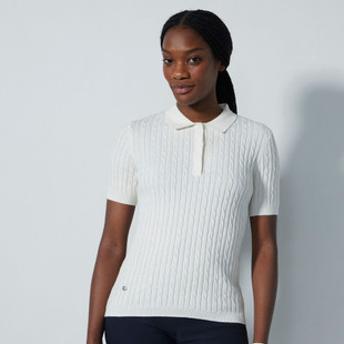 Daily Sports Madelene Cable Knit Short Sleeve Polo Sweater