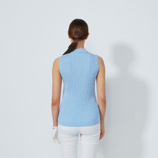 Daily Sports Madelene Cable Knit Sleeveless Polo Sweater Daily Sports Madelene Cable Knit Sleeveless Polo Sweater