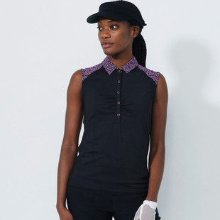 Daily Sports Black Gathered Sleeveless Polo Daily Sports Black Gathered Sleeveless Polo