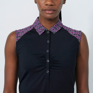 Daily Sports Black Gathered Sleeveless Polo Daily Sports Black Gathered Sleeveless Polo