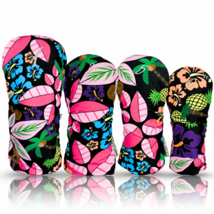 Taboo Golf 4-Pack Resort Club Cover Set in Tropical Paradise print – colorful floral golf head covers for women