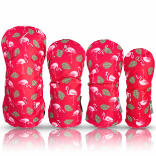 Taboo Fashions 4-Pack Resort Club Cover Set in Pink Flamingos print – tropical flamingo golf head covers for women