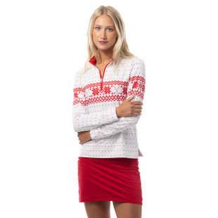 SanSoleil Fair Isle SolCool Quarter Zip Mock Neck