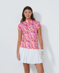 Daily Sports Artsy Leaf Sheermotion Cap Sleeve Polo [PS26]