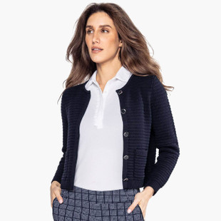 Golftini Varsity Navy Stretch Cardigan
