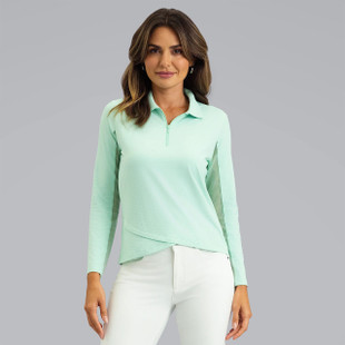 IBKUL Solid Long Sleeve Layer Hem Zip Polo [2026]