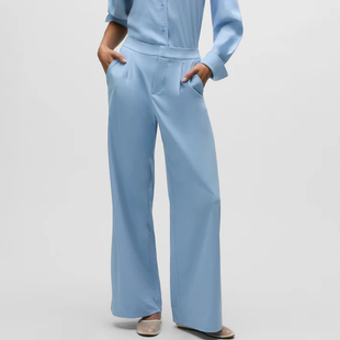 Greyson Phoenix Wolf Blue Wide Leg Pleated Trouser 