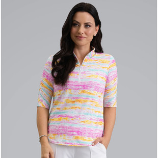 IBKUL Gia Ruched Elbow Sleeve Mock