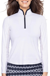 Golftini Cool Girl White/Black Long Sleeve Polo
