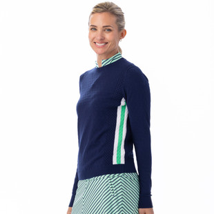 BelynKey Ink/Kiwi Greenside Cable Sweater