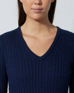Daily Sports Madelene Cable Knit V-Neck Sweater [SS26]