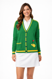 Ellsworth+Ivey Emily Green/Yellow Varsity Golf Cardigan