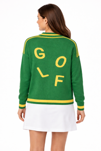 Ellsworth+Ivey Emily Green/Yellow Varsity Golf Cardigan