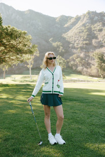 Ellsworth+Ivey Emily Ivory/Green Varsity Golf Cardigan