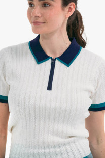 Foray Golf White/Green Club Short Sleeve Knit Polo