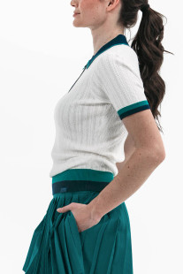 Foray Golf White/Green Club Short Sleeve Knit Polo [2026]