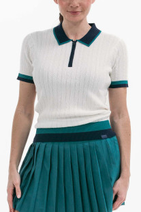 Foray Golf White/Green Club Short Sleeve Knit Polo [2026]