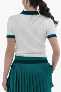 Foray Golf White/Green Club Short Sleeve Knit Polo