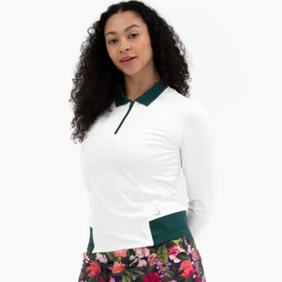 Foray Golf Zip White/Dark Green Long Sleeve Sport Polo [2026]