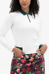 Foray Golf Zip White/Dark Green Long Sleeve Sport Polo [2026]