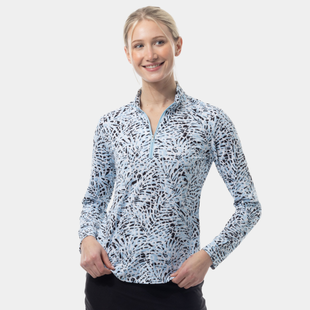 SanSoleil SolMelange Jungle Cat Long Sleeve Zip Mock