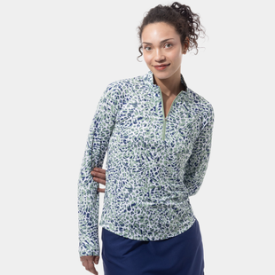 SanSoleil SolMelange Jungle Cat Long Sleeve Zip Mock