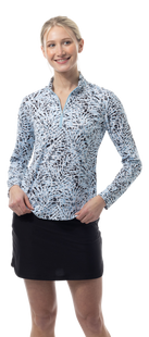 SanSoleil SolMelange Jungle Cat Long Sleeve Zip Mock