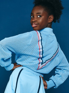 GARB Girls Serena Mesh Stitch Quarter Zip Sweater