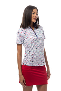 SanSoleil SolCool Red Wine & Blue Short Sleeve Mock