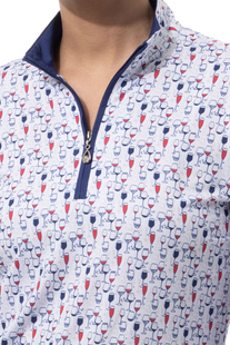 SanSoleil SolCool Red Wine & Blue Long Sleeve Mock