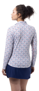 SanSoleil SolCool Red Wine & Blue Long Sleeve Mock