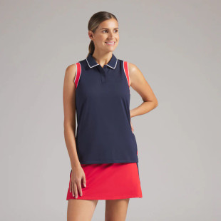 Women's Volition Navy and Red Sleeveless Golf Polo