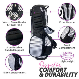 Taboo Golf Black Tie Polka Dots 4-Way Lightweight Stand Bag