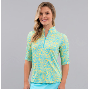 IBKUL Ruched Elbow Sleeve Mandarin Collar [SS26]