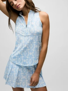 Greyson Alpha Glyph Sleeveless Vesta Mock Neck Top