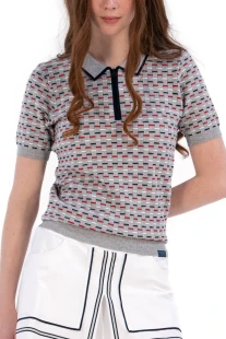 Foray Golf Navy/Red Short Sleeve Knit Polo [2026]