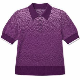 Callaway Chevron Gradient Knit Half Short Sleeve Sweater Polo