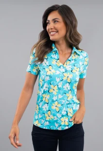 IBKUL Short Sleeve V-Neck Print Polos [SF26]