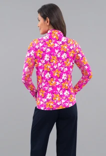 IBKUL Long Sleeve Quarter Zip Print Mocks [SF26]